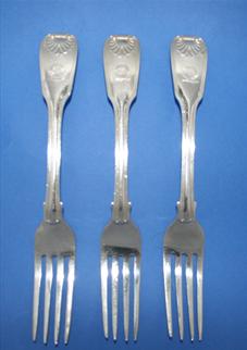 Three Victorian silver table forks