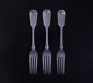 Three Victorian fiddle pattern sterling silver table forks