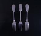 Three Victorian fiddle pattern sterling silver table forks