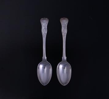 A pair of Victorian silver dessert spoons