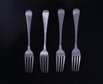 Four George III silver dessert forks