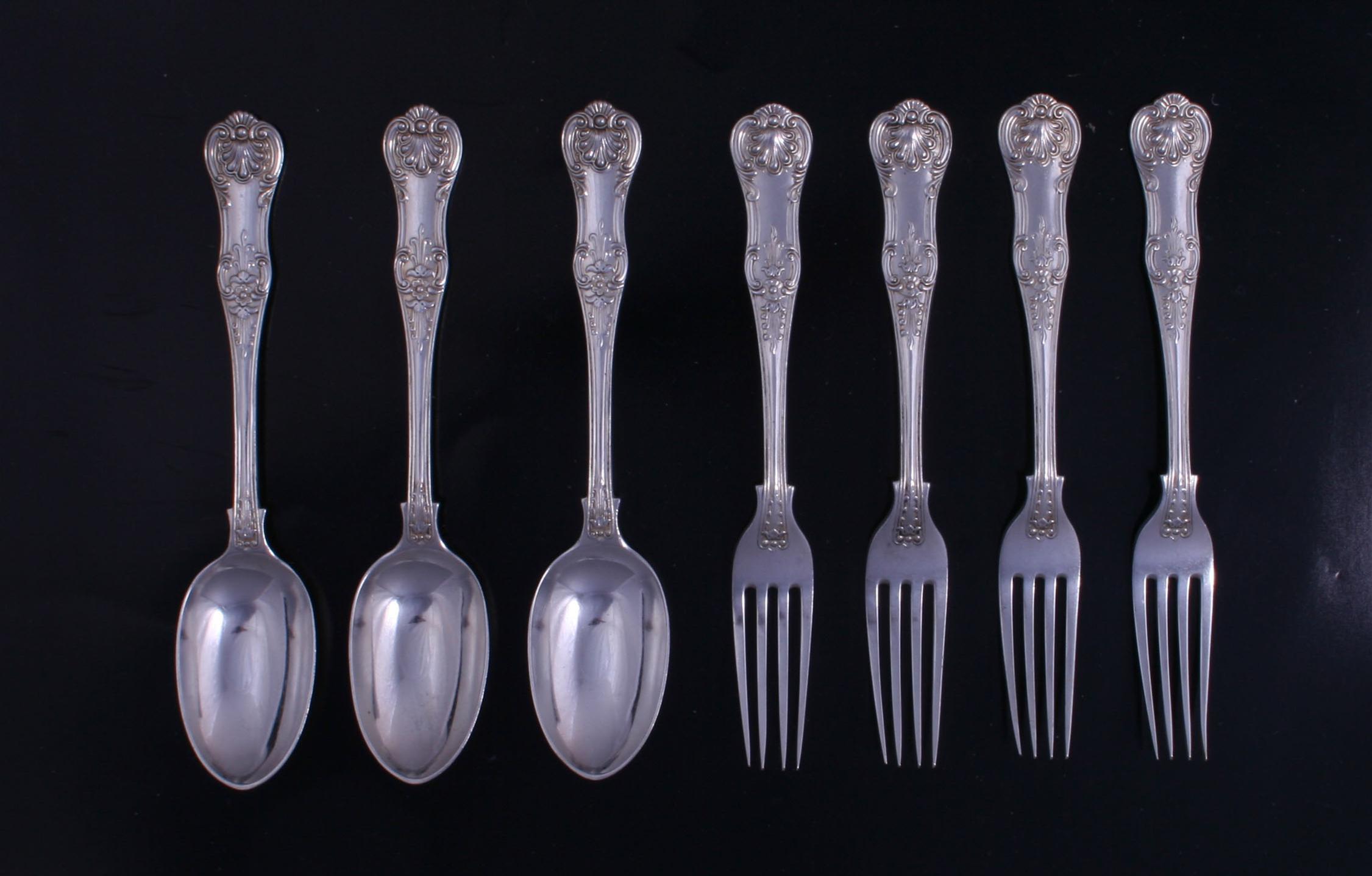 Collection of modern King's pattern silver flatware