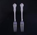 Two Victorian King's pattern sterling silver table forks