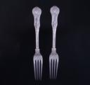 Two Victorian King's pattern sterling silver table forks