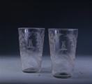 Pair armorial glass beakers