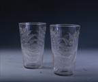 Pair armorial glass beakers