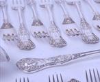 Fine Victorian sterling silver Queen's pattern service for 12