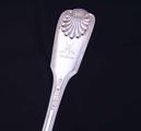 Set of eleven William IV fiddle, thread and shell pattern sterling silver table forks