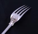 Set of eleven William IV fiddle, thread and shell pattern sterling silver table forks