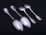 JACOBITE INTEREST: rare collection of William IV fiddle, thread and shell pattern sterling silver flatware