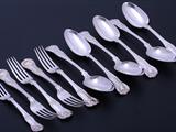 Collection of Victorian King's Hourglass pattern sterling silver flatware