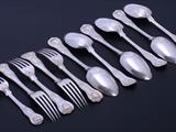 Collection of Victorian King's Hourglass pattern sterling silver flatware