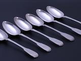 A set of six William IV fiddle and thread pattern sterling silver table spoons