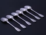 A set of six William IV fiddle and thread pattern sterling silver table spoons