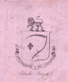 A late 18th century armorial bookplate for Sneyd