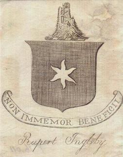 A late 18th century provincial bookplate for Rupert Ingleby