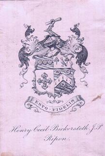 A 19th century armorial bookplate for Bickersteth