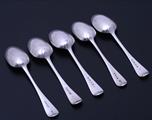 A set of five Victorian Old English pattern sterling silver dessert spoons