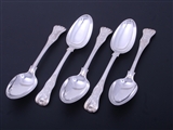 A set of five George IV sterling silver King's pattern table spoons