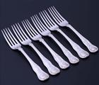 A matched set of six George III antique sterling silver table forks