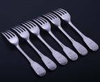 Set of six George III sterling silver table forks