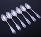 Set of six George III sterling silver dessert spoons