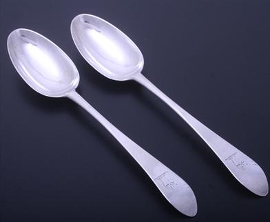 A pair of Irish George III sterling silver table spoons