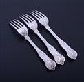 Three Victorian vine pattern sterling silver dessert forks