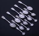 Collection of Scottish Victorian fiddle and shell pattern sterling silver spoons