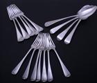 A matched collection of George III / IV Old English pattern silver flatware