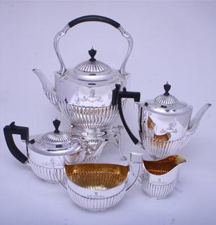 Very fine Victorian sterling silver five piece tea and coffee service