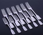 Collection of Victorian sterling silver fiddle pattern flatware