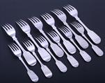 Collection of Victorian sterling silver fiddle pattern flatware