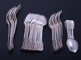 A matched collection of antique fiddle and thread pattern sterling silver flatware