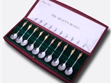 THE QUEEN'S BEASTS: rare set of ten sterling silver commemorative Heraldic apostle spoons