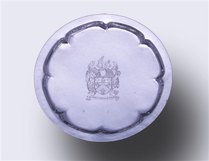 OMAR RAMSDEN: A fine armorial sterling silver salver