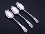 A set of three George III Old English pattern sterling silver teaspoons