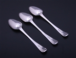 A set of three George III Old English pattern sterling silver teaspoons