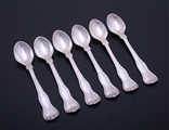 A set of six Victorian King's Husk sterling silver egg spoons