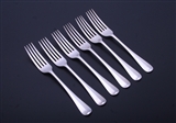 Set of six Hanoverian pattern sterling silver dessert forks