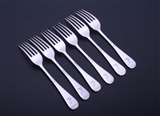 Set of six Hanoverian pattern sterling silver dessert forks