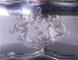 STIRLING OF KEIR: George II sterling silver snuffer tray with armorial engraving