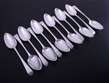 A fine set of 12 George III Old English pattern sterling silver table spoons