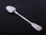 A fine Victorian fiddle, thread and shell pattern sterling silver basting spoon