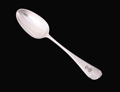 A George II Hanoverian pattern sterling silver dessert spoon