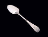 A George II Hanoverian pattern sterling silver dessert spoon