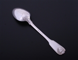 A William IV fiddle, thread and shell pattern sterling silver table spoon