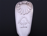 A William IV fiddle, thread and shell pattern sterling silver table spoon