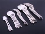 A collection of Victorian Hanoverian military thread pattern antique silver flatware