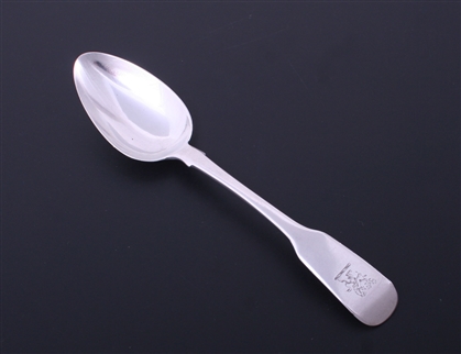 A George III fiddle pattern sterling silver dessert spoon